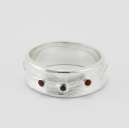 Subtle Textured Ring With Rubies